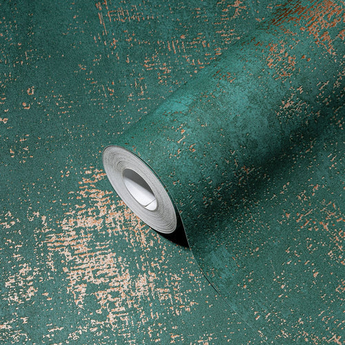A.S. Création behang met structuur groen, goud en turquoise - 53 cm x 10.05 m - AS-388321