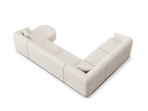 Cosmopolitan Design Modulaire panoramische hoekbank links Campi 7-zits, structurele stof lichtbeige - 255x330x70cm