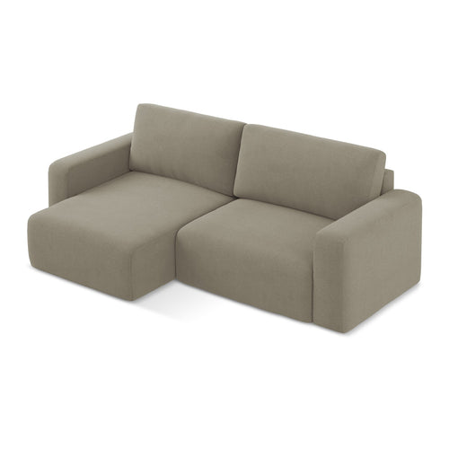 LaMiaSofa hoekbank links Ostia - textuurstof - donkerbeige - 244x149x79