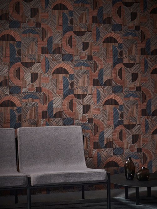 Masureel behang geometrische vormen terracotta - 53 cm x 10.05 m - 630695 - vtwonen shop