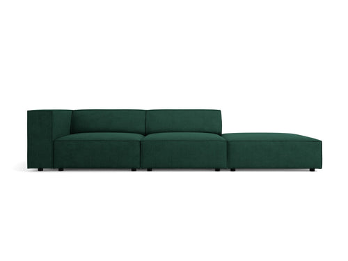 Cosmopolitan Design Rechte bank Arendal 4-zits, chenille met ribbeleffect, flessengroen - 102x262x70cm