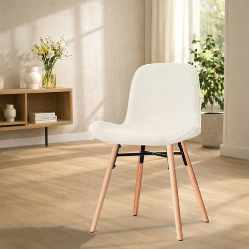Nolon Nena-Fé Eetkamerstoel Rib Beige - Houten Onderstel
