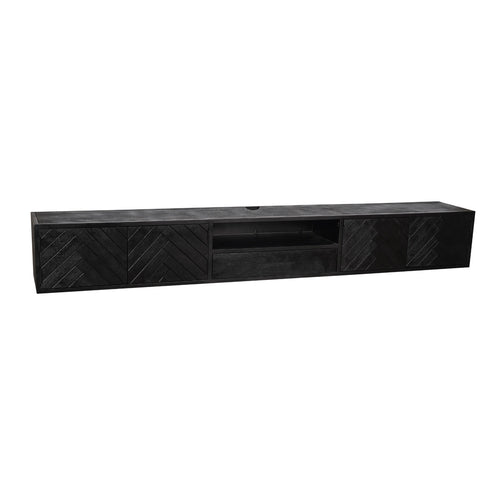 StarFurn Zwevend Tv-meubel New York - Zwart Hout - 280x35x33cm