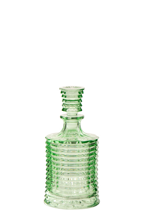 J-Line karaf Geribbeld - glas - lichtgroen