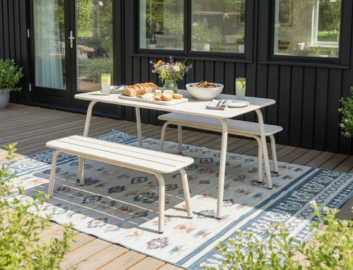 MaximaVida metalen tuinbank Max 120 cm ivoor - zonder rugleuning - vtwonen shop