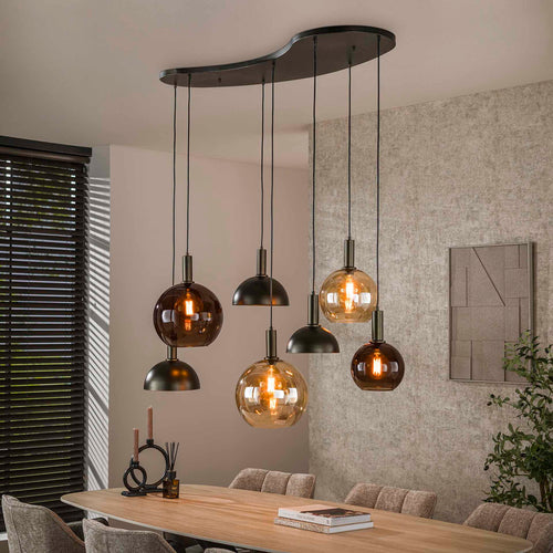 Giga Meubel Hanglamp Cluster - Bruin - 7-Lichts - 145x45x150cm