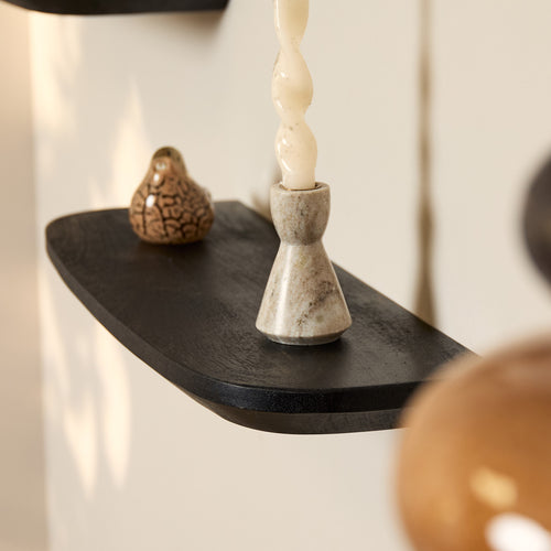 StarFurn Wandplank Gusta - Zwart Hout - Set van 3 - 60x20x15cm - vtwonen shop