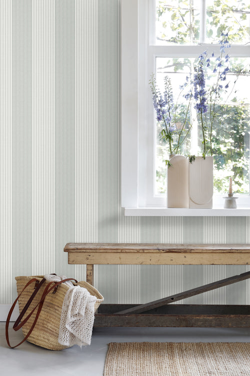 Sanders & Sanders behang strepen vergrijsd groen - 53 cm x 10.05 m - 640673