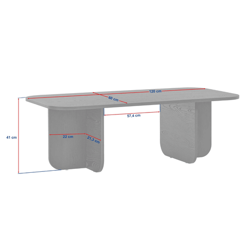Calicosy - BECAJ Rechthoekige salontafel - Eiken - 60x120x41,4 cm