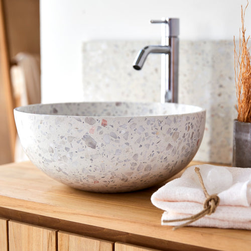 Tikamoon Ronde waskom van moon premium terrazzo ∅ 32 cm - Beige