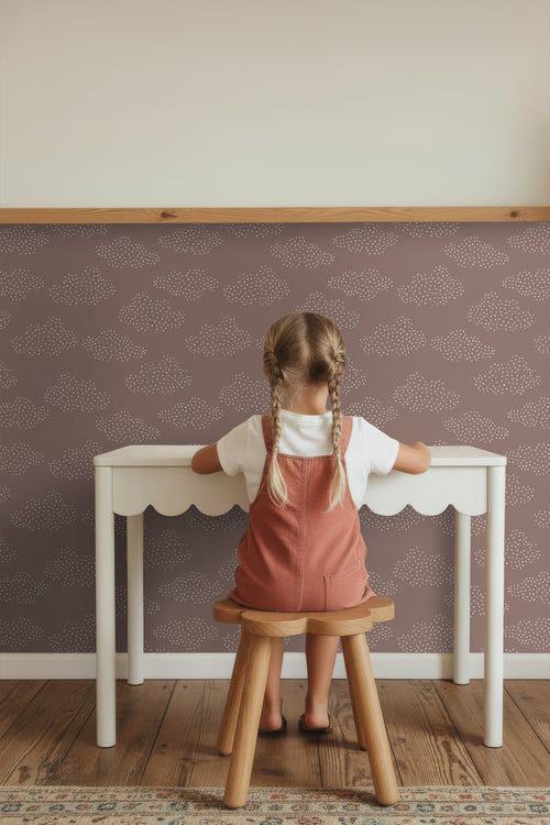 ESTAhome behang wolkjes oudroze - 50 x 900 cm - 139979