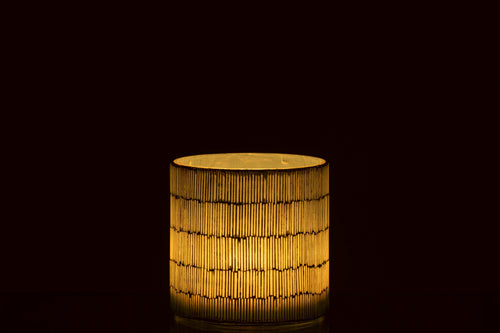 J-Line windlicht Mozaiek - glas - grijs - medium