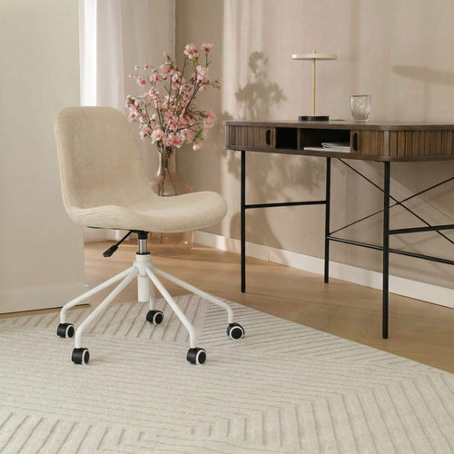 Nolon Nout-Fé Bureaustoel Rib Beige - Wit Onderstel