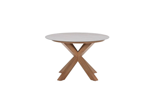 Lowland tafel - Ø120 cm - light teaklook - Centostone Napoli sand - vtwonen shop
