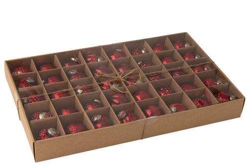 J-Line kerstbal 8 Patronen - glas - rood - doos van 40