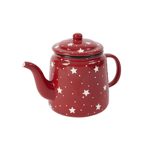 Sia Deco Theepot - Keramiek - Rood En Wit - L24 - vtwonen shop