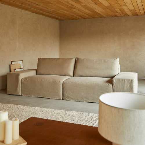 Tikamoon Modulaire bank in natuurlijk linnen, 3/5-zit - Naturel - vtwonen shop