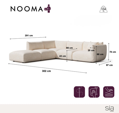 Sia Home - Modulaire hoekbank, links NOOMA - chenillefluweel  302cm