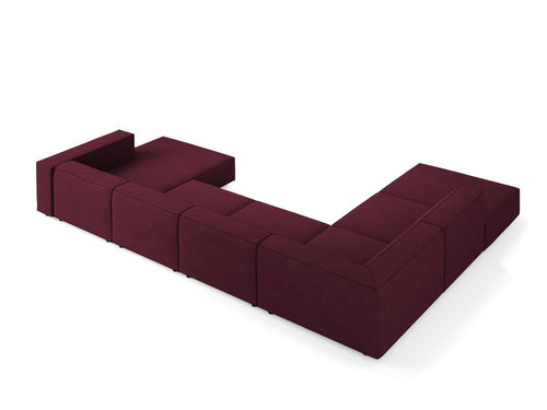Cosmopolitan Design Panoramische hoekbank links Arendal 7-zits, chenille met ribbeleffect, robijn - 262x364x70cm