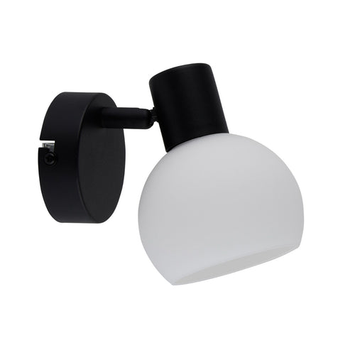 Lighto | Art deco spot zwart met opaal glas | Juna