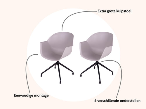 MaximaVida eetkamerstoel Cuyp XXL taupe  draaiframe stoelpoten- 2 stuks - vtwonen shop