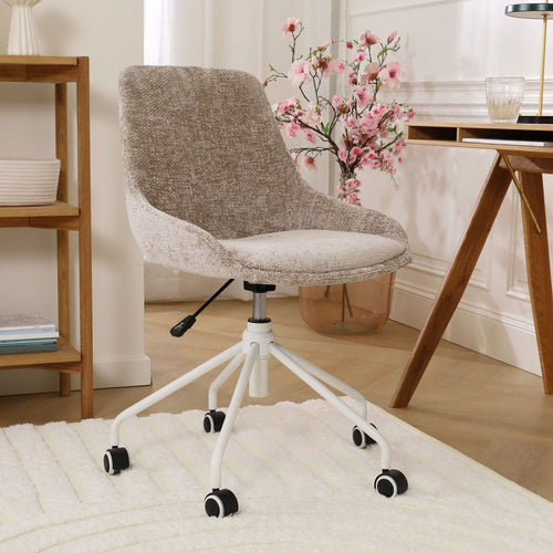 Nolon Nout-Isa Bureaustoel Bruin - Stof - Wit Onderstel - vtwonen shop