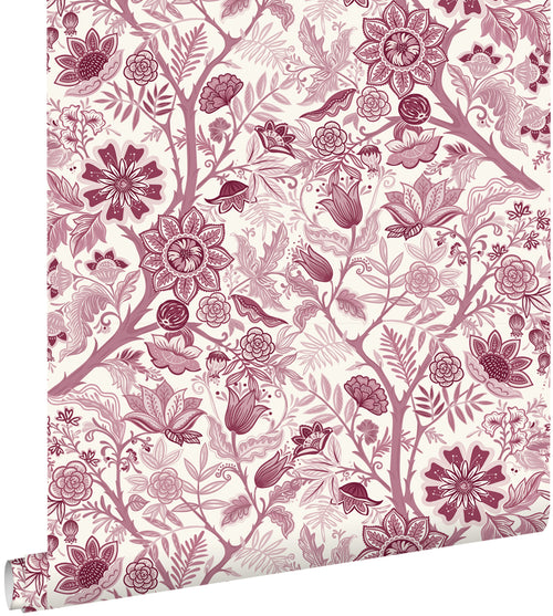 ESTAhome behang vintage bloemen bordeaux rood - 50 x 900 cm - 132131