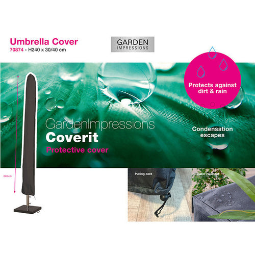 Garden Impressions stokparasol Manilla d grijs Ø250 cm met 40kg Eureka voet en hoes - vtwonen shop