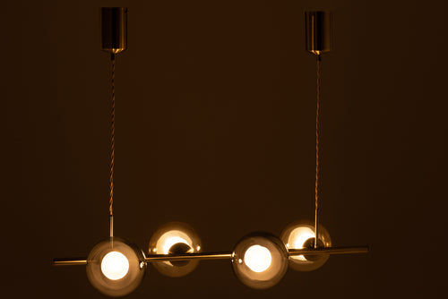 J-Line hanglamp Yuks 4 Lampen - staal - goud