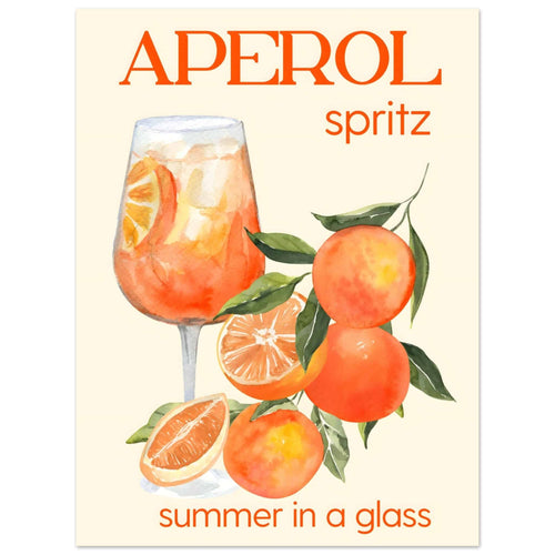 Artfulprints Poster Aperol Spritz - Summer in a glass   - 30x40 cm - Oranje