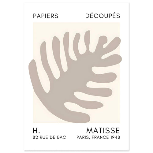 Artfulprints Poster Matisse – Coral bloom grey   - A4 21x29.7 cm - Grijs
