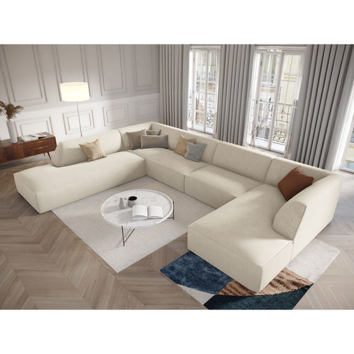 Cosmopolitan Design - Panoramische hoekbank links Siena 7-zits, ribfluwelen lichtbeige - 273x366x69cm