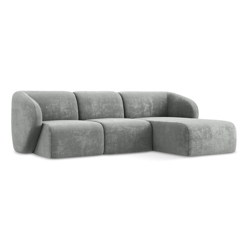 LaMiaSofa hoekbank rechts Cervo - chenille stof - grijs - 248x166x95
