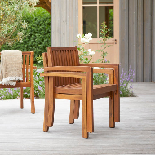 Tikamoon Set van 2 leunstoelen in massief acacia - Bruin - vtwonen shop