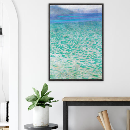Artfulprints Poster met Lijst Gustav Klimt - Attersee   - 30x40 cm - Turquoise