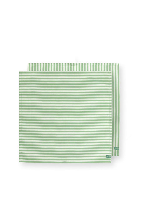 Pip Studio - Theedoeken Stripes - Lichtgroen - 65x65 cm - Set van 2