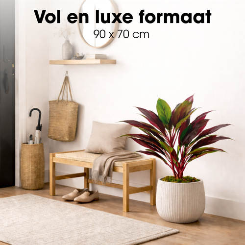 Mica Decorations Cordyline – Kunstplant in Pot – Realistische Nepplant Woondecoratie – Kunstplanten voor Binnen en Buiten – H90 x Ø70 cm – Rood