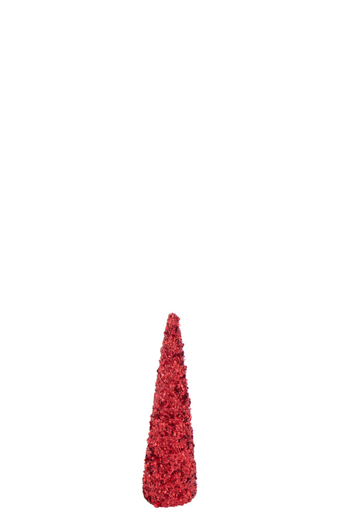 J-Line decoratie Kegel Pailletten Schuim - kunststof - rood - small