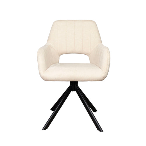Giga Meubel Eetkamerstoel Nola - Polyester/Metaal - Beige - Set van 2
