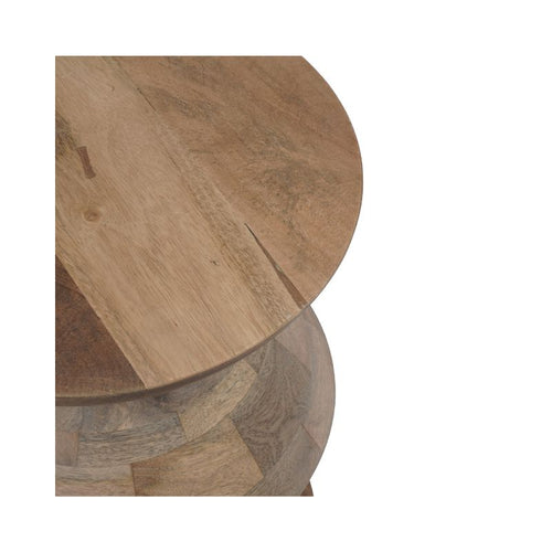 StarFurn Bijzettafel Abel - Rond Naturel Hout - 33x33x45cm