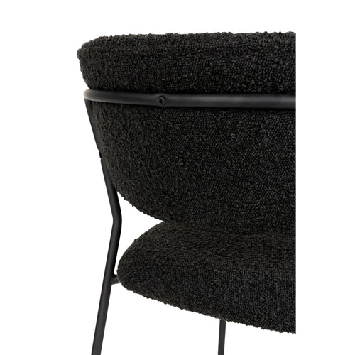 Housecraft Living Jolien Eetkamerstoelen Zwart/Zwart Bouclé - Set van 2
