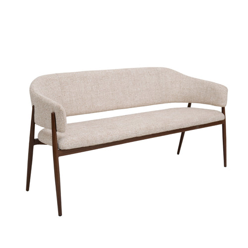 DÉJA Living Eetkamerbank Dénia - Beige/Walnoot - 180cm