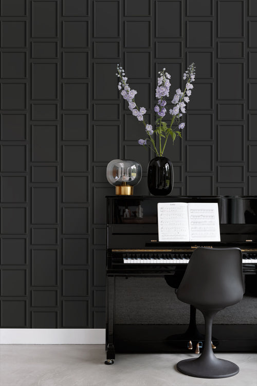 Origin Wallcoverings behang wandpanelen zwart - 0,53 x 10,05 m - 347861 - vtwonen shop