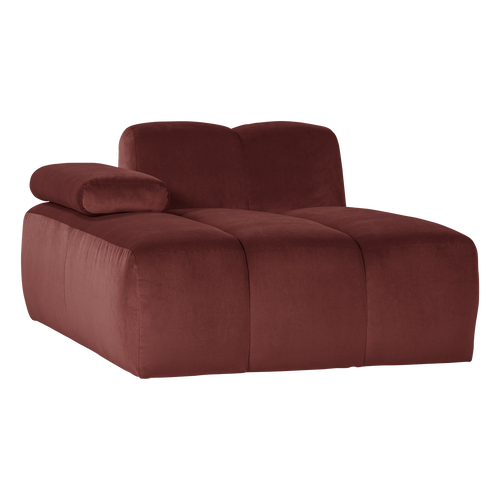WOOOD chaise longue bank links Mojo - Velvet - Kastanjebruin - 74x124x162