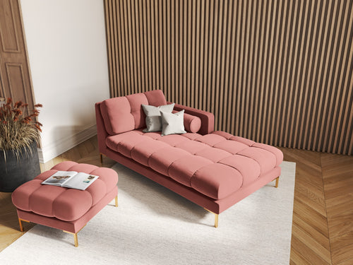 Cosmopolitan Design rechter chaise longue Bali flueel, roze - 185x102x75cm