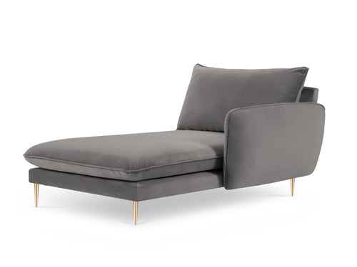 Cosmopolitan Design rechter chaise longue Vienna flueel, lichtgrijs - 170x110x95cm