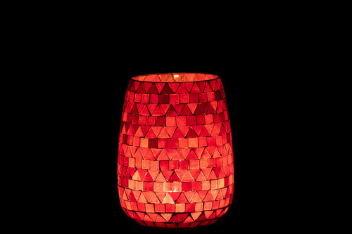 J-Line windlicht Mozaiek Driehoek - glas - rood/roze - medium