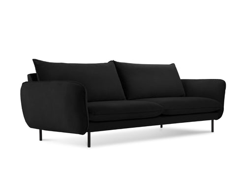 Cosmopolitan Design Bank Vienna 4-zits, flueel, zwart - 92x230x95cm