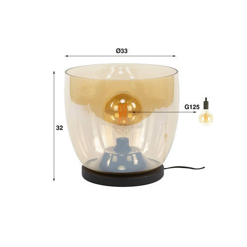 Giga Meubel Vloerlamp Up XL - Amber Glas - 1-Lichts - 33x33x32cm