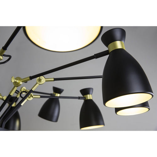 Faro Retro - 12 Lichts Multi Arm Plafond Pendel Zwart, Koper, E14
